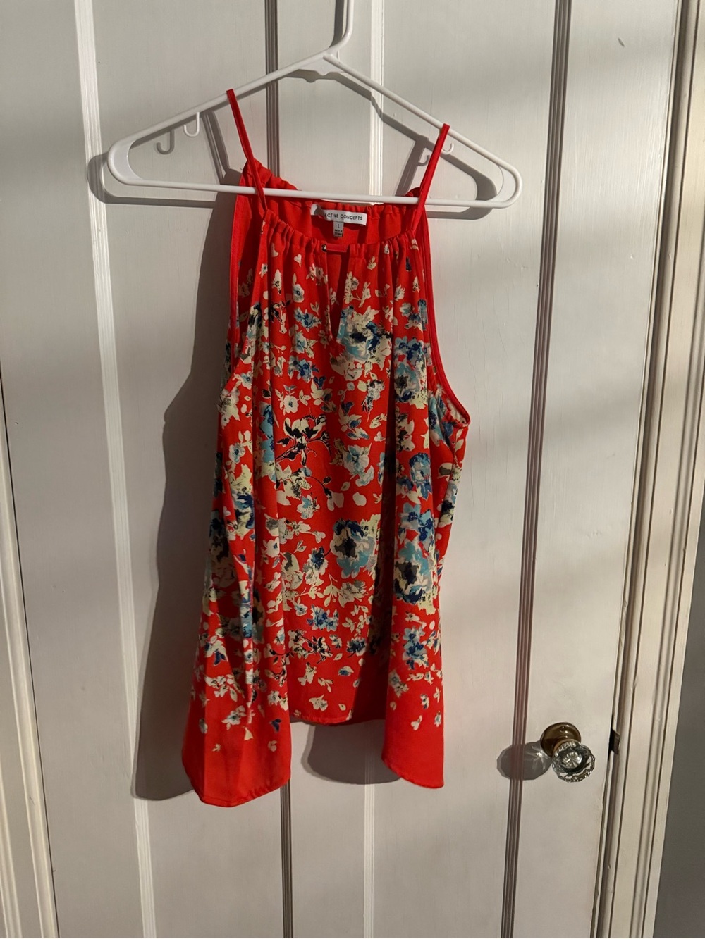 Collective Concepts Red Floral Halter Tank